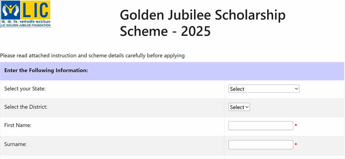 lic golden jubilee scholarship