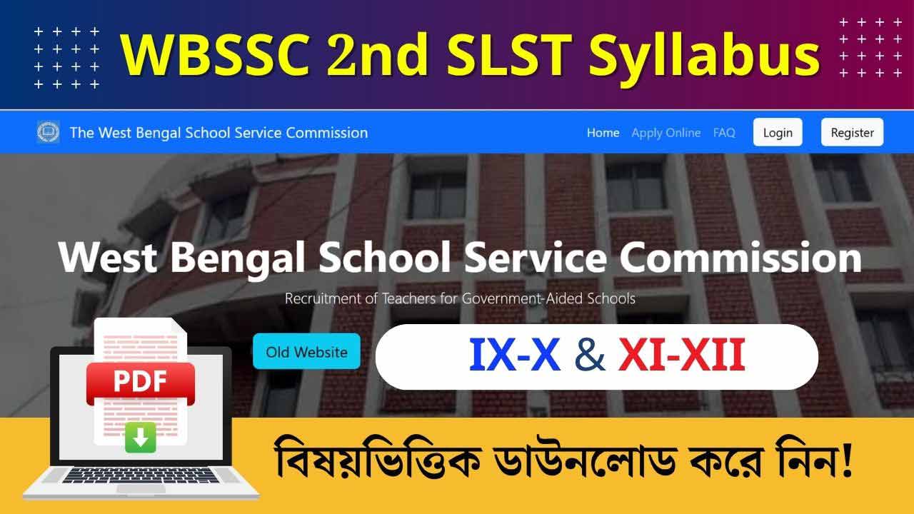 WBSSC 2nd SLST Syllabus All Subject Wise PDF IX X XI XII 2025