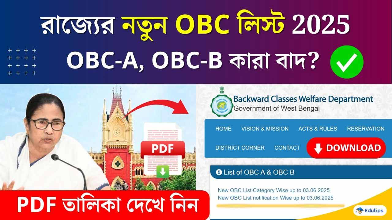 Westbengal New OBC List 2025 PDF OBC A OBC B
