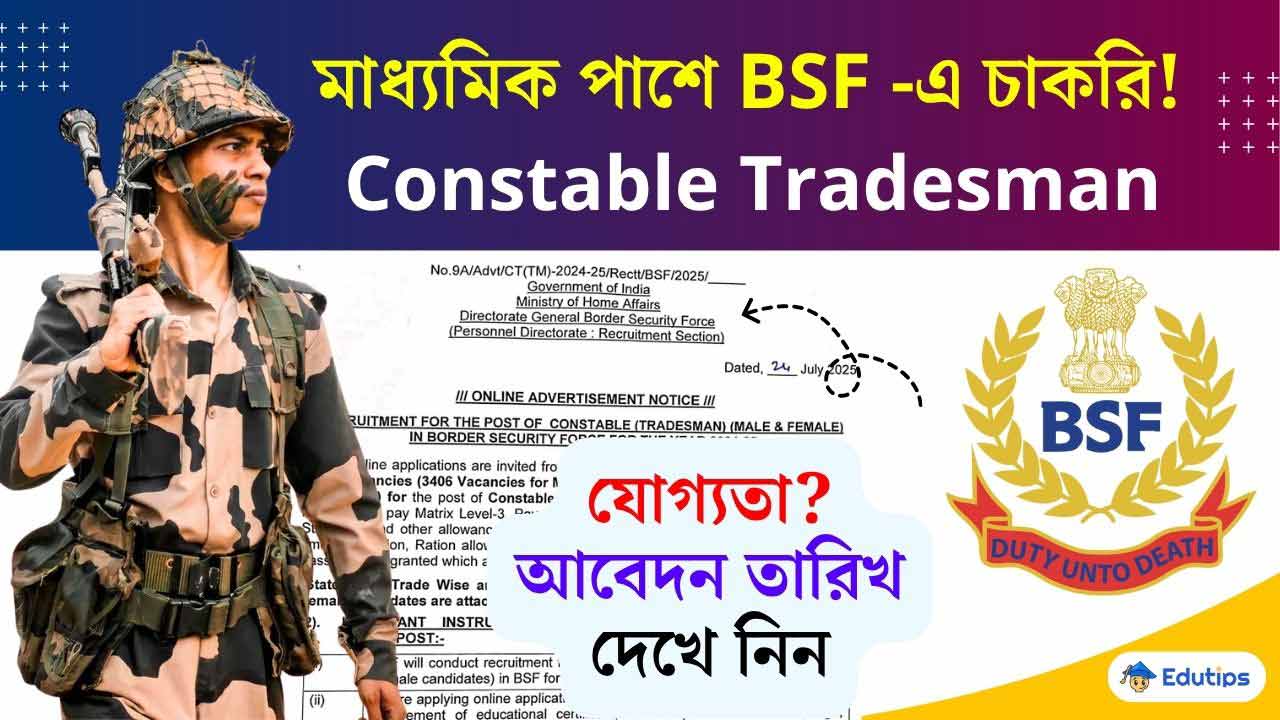 BSF Constable Tradesman Recruitment 2025