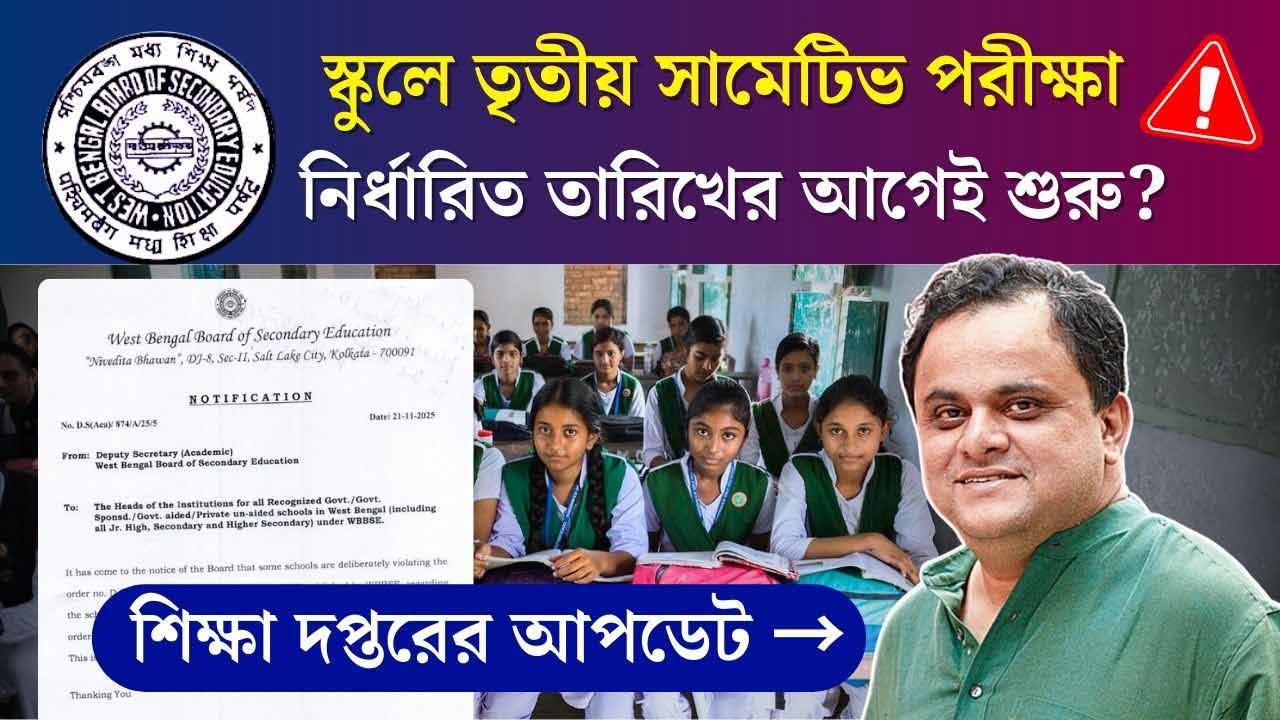 West Bengal School 3rd Summative Exam Date 2025 Update WBBSE