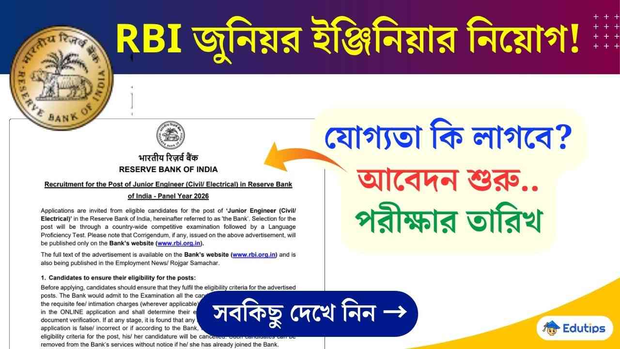 RBI Junior Engineer Recruitment 2026 Eligibility Apply Last Date