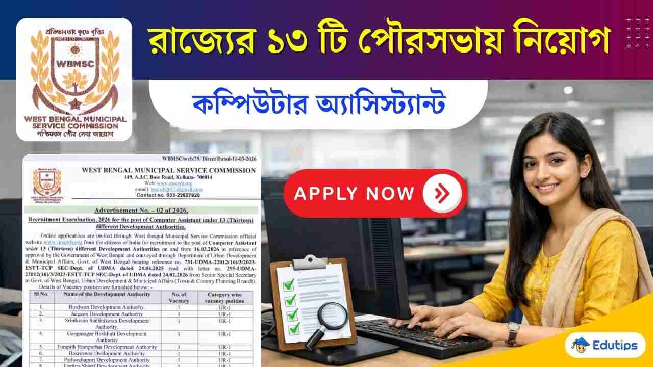WBMSC Computer Assistant Recruitment 2026