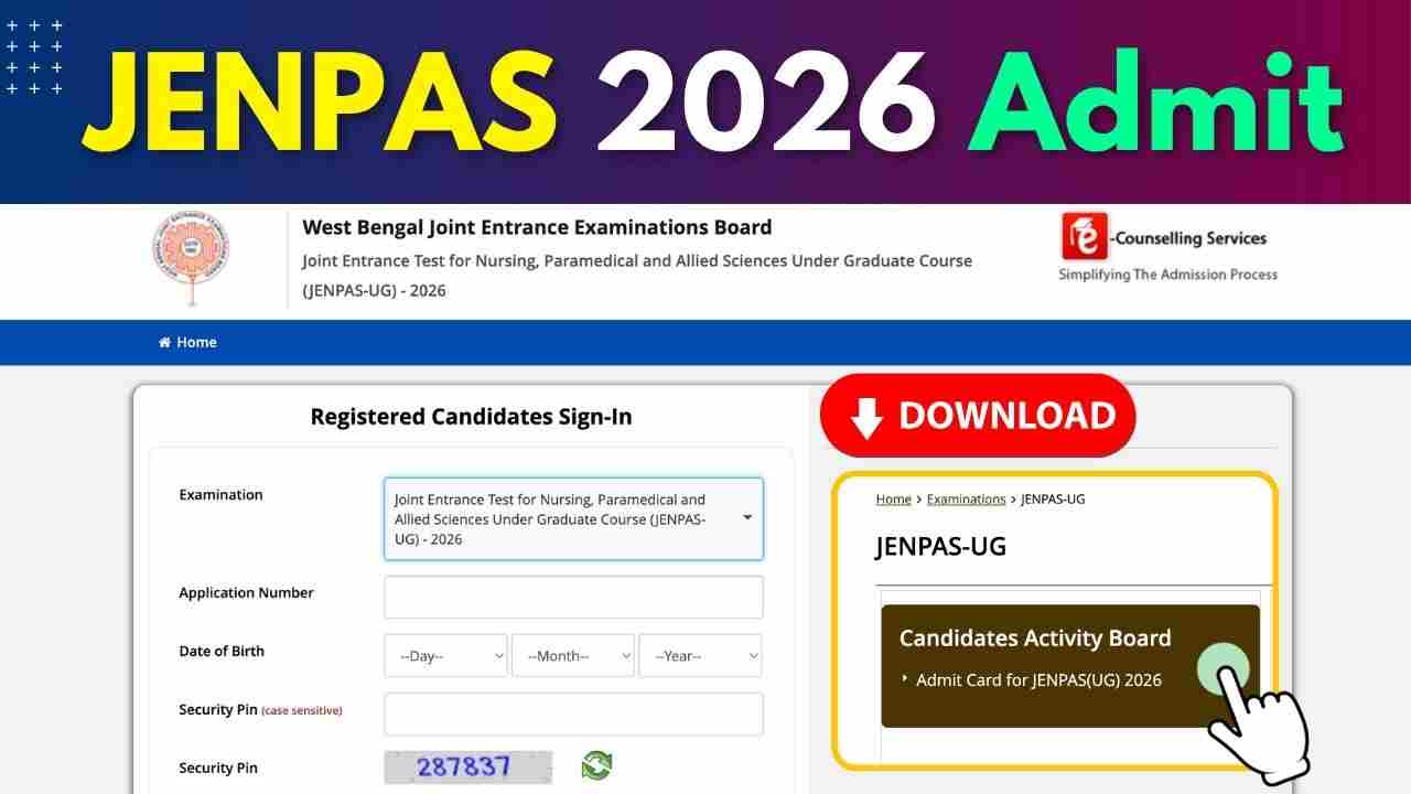 JENPAS 2026 Admit Card download Published WBJEEB