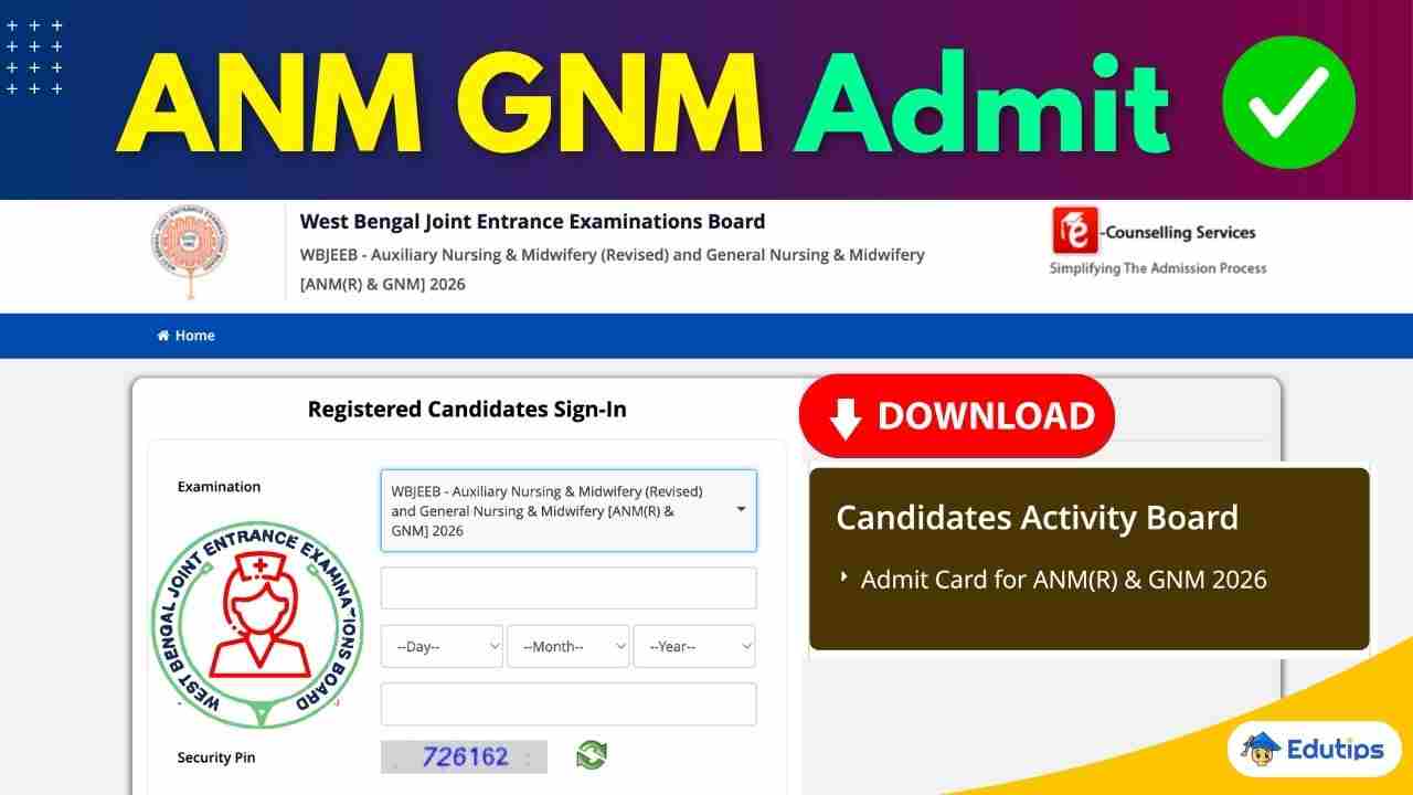 WBJEE ANM GNM Admit Card 2026 Download
